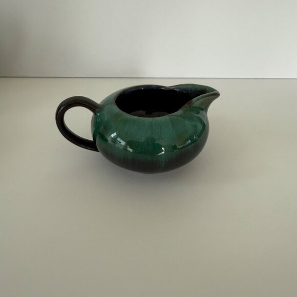 Vintage Ceramic Green Glazed Tea Set With Teapot Creamer & Sugar Bowl - Picture 3 of 11